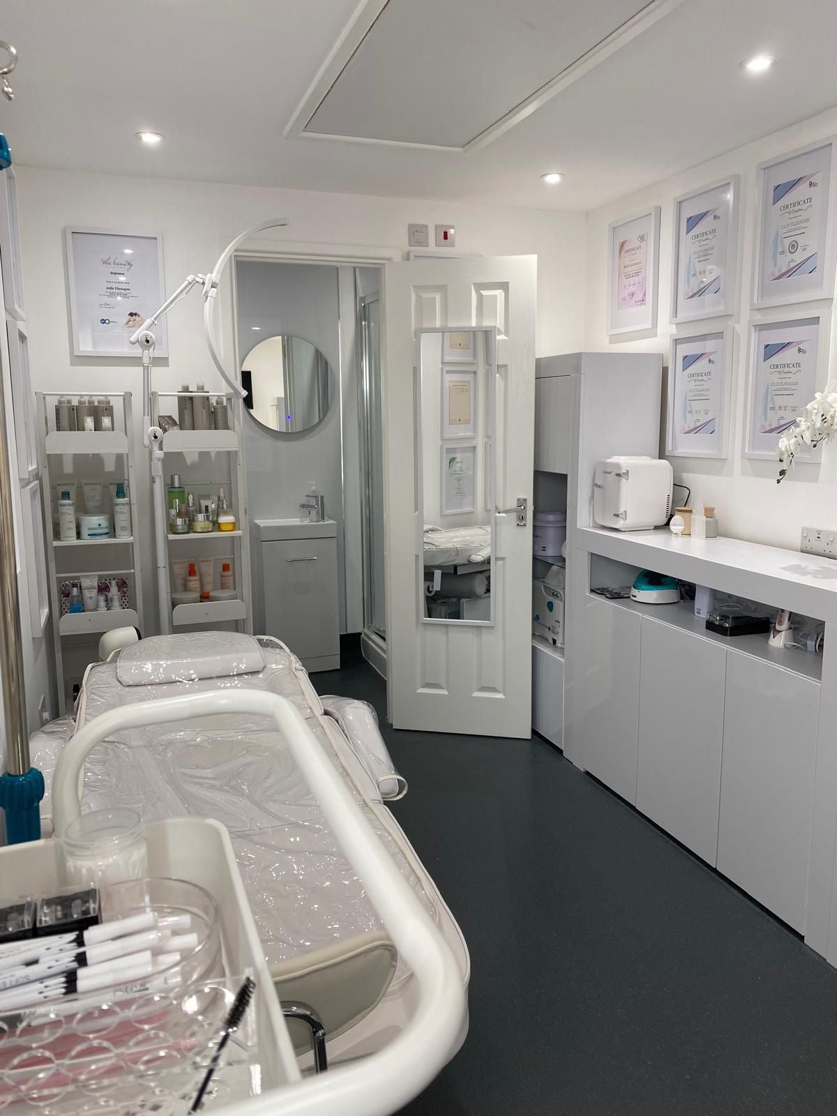 Treatment room with certificates